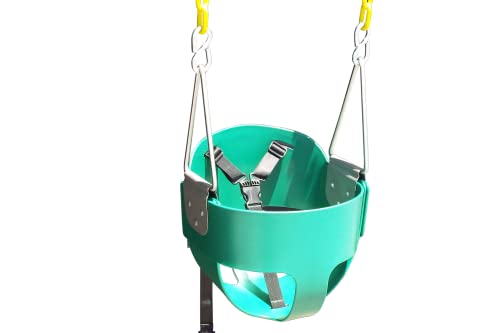 Toddler Bucket Swing Seat - Patent Pending & Exclusive Safety Harness - High Back Full Bucket Toddler Swing Seat w/ Heavy-Duty Plastic-Coated Chains - Safari Products USA