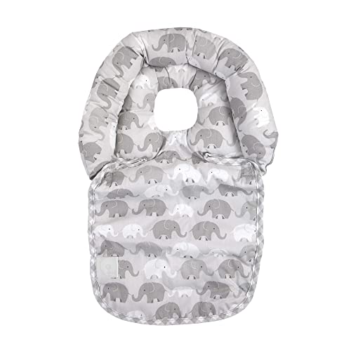 Boppy Head Support Noggin Nest, Gray Elephant Plaid, For 3- or 5-point Harness Systems, Helps Prop Babyâs Head In Bouncers, Strollers And Swings, 0-4 months
