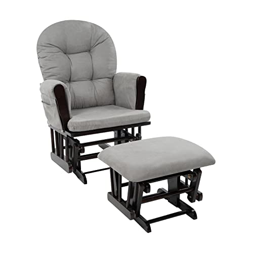Brisbane Nursery Glider & Ottoman Sets, Swivel Glider Recliner Nursery Rocking Chair, Nursery Glider Rocker with Ottoman, Reclining Gliders & Chairs for Breastfeeding, Reading - Espresso/Dark Gray