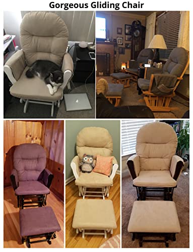 Brisbane Nursery Glider & Ottoman Sets, Swivel Glider Recliner Nursery Rocking Chair, Nursery Glider Rocker with Ottoman, Reclining Gliders & Chairs for Breastfeeding, Reading - Espresso/Dark Gray