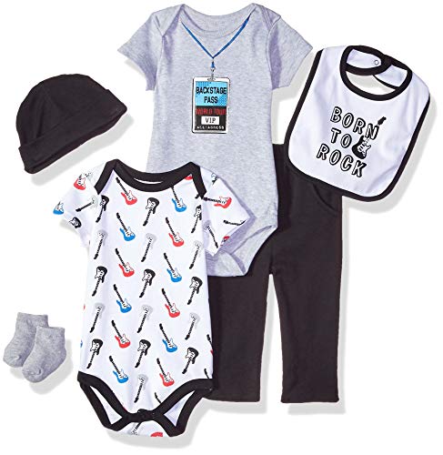 Little Treasure 6 Piece Clothing Set, Born to Rock, 0-3 Months