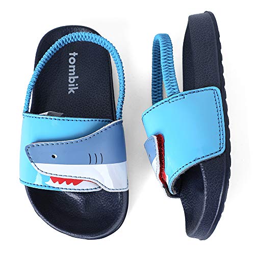 tombik Toddler Water Shoes Boys Beach Sandals Kids Slide Slipper for Walking/Play Navy/Blue/Shark 5-6 US M Toddler