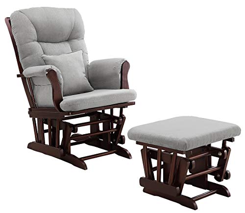 Angel Line Monterey Glider and Ottoman Cushion, Espresso/Grey