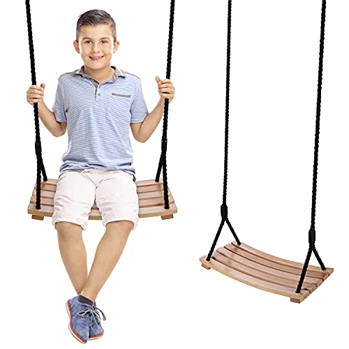 Wooden Swing ,arc Shaped Waterproof Swing?Swing seat Wooden ,Garden, Yard, Indoor , Outdoor Wooden Swing Set for Children Adult Kids