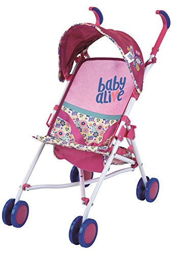 Baby Alive Doll Stroller with Retractable Canopy (D82091), Safety Harness for Baby Doll, Two-Toned Handle & Wheels, Storage Basket, Fits Dolls up to 24 inches - Foldable for Easy Toy Storage, Age 3+