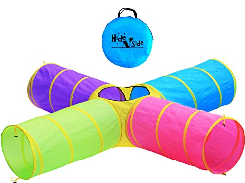 Hide N Side Kids Play Tunnels, Indoor Outdoor Crawl Through Tunnel for Kids Dog Toddler Babies Children , Pop up Tunnel Gift Toy