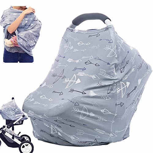 Breastfeeding Nursing Cover Carseat Canopy - Multi Use Car Seat Covers for Babies, Infant Stroller Cover, Nursing Scarf, Baby Shower Gifts for Boys and Girls