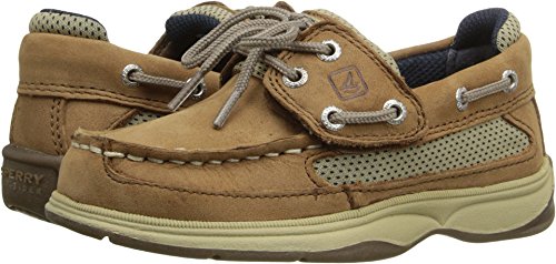 Sperry baby boys Lanyard Alternative Closure Boat Shoe, Dark Tan/Navy, 10.5 Little Kid US