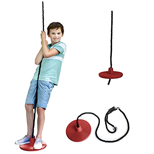 Tree Swing Rope Swing Disc - with Leg Safety Protector & 1" Heavy Duty Rope, Red