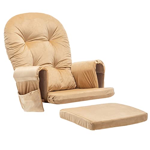 Paddie Glider Rocking Chair Replacement Cushions Velvet Washable for Chairs & Ottoman Beige