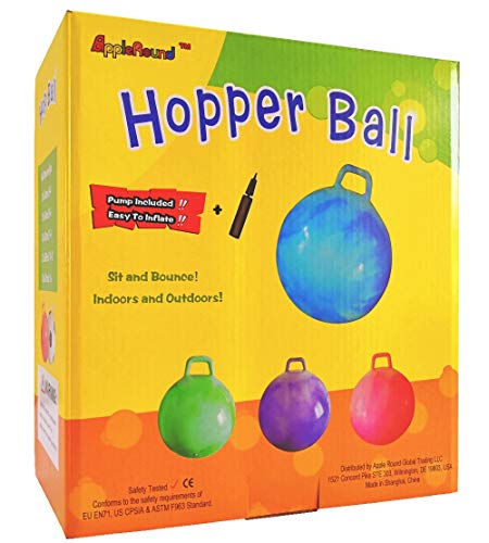 AppleRound Space Hopper Ball with Air Pump: 22in/55cm Diameter for Ages 10-12, Hop Ball, Kangaroo Bouncer, Hippity Hoppity Hop, Jumping Ball