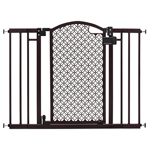 Summer Modern Home Decorative Walk-Thru Baby Gate, Metal with Bronze Finish, Decorative Arched Doorway  30 Tall, Fits Openings up to 28 to 42 Wide, Baby and Pet Gate for Doorways and Stairways