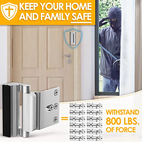 Home Security Door Lock with 8 Screws, Childproof Door Reinforcement Lock with 3" Stop Withstand 800 lbs for Inward Swinging Door,Upgrade Night Lock to Defend Your Home