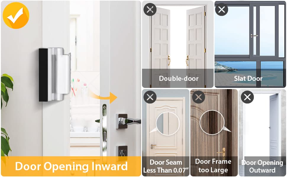 Home Security Door Lock with 8 Screws, Childproof Door Reinforcement Lock with 3" Stop Withstand 800 lbs for Inward Swinging Door,Upgrade Night Lock to Defend Your Home