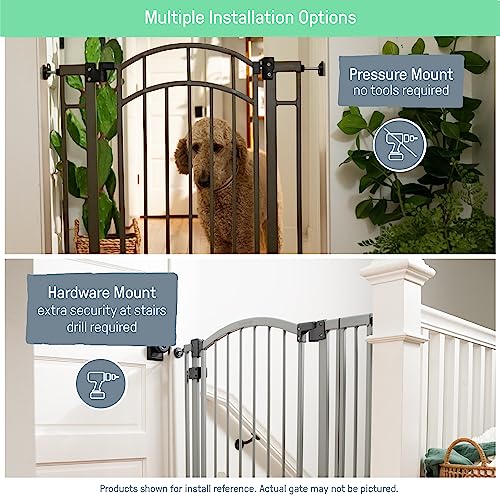 Summer Modern Home Decorative Walk-Thru Baby Gate, Metal with Bronze Finish, Decorative Arched Doorway  30 Tall, Fits Openings up to 28 to 42 Wide, Baby and Pet Gate for Doorways and Stairways
