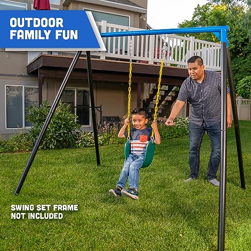 Squirrel Products 2 Pack Heavy Duty Swing Seat - Swing Set Accessories Swing Seat Replacement with Plastic Coated Chain for Easy Install - Green