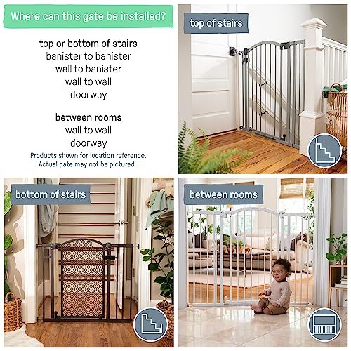 Summer Modern Home Decorative Walk-Thru Baby Gate, Metal with Bronze Finish, Decorative Arched Doorway  30 Tall, Fits Openings up to 28 to 42 Wide, Baby and Pet Gate for Doorways and Stairways