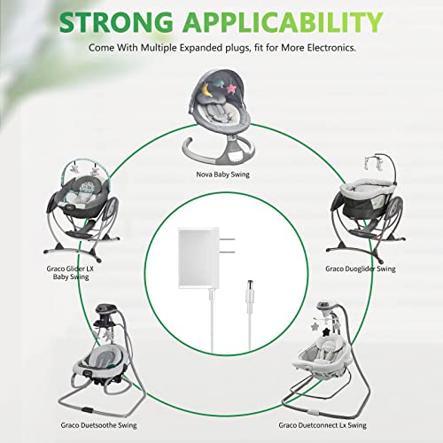 Power Cord for DuetSoothe Graco Simple Sway, Glider LX/Elite/Petite LX/Premier, DuoGlider, Sweetpeace, DuetSoothe, DuetConnect LX, Nova Baby Swing Replacement 5V Charger