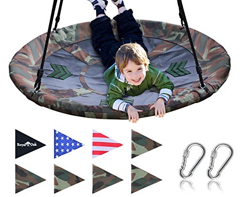 Royal Oak Giant 40 Inch Flying Saucer Tree Swing, Bonus Protective Swing Cover and Flags, 700 lb Weight Capacity, Easy Install, Steel Frame