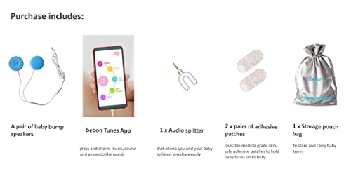 Baby-Bump Headphones  Plays and Shares Music, Sound and Voices to The Womb  Premium Baby Bump Speaker System  Including bebon Tunes APP (iOS and Android) (Blue)