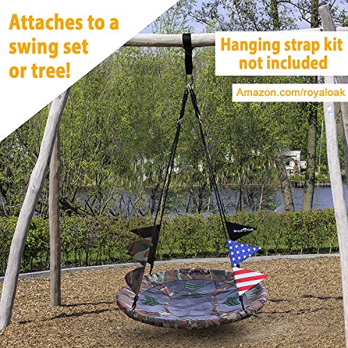 Royal Oak Giant 40 Inch Flying Saucer Tree Swing, Bonus Protective Swing Cover and Flags, 700 lb Weight Capacity, Easy Install, Steel Frame