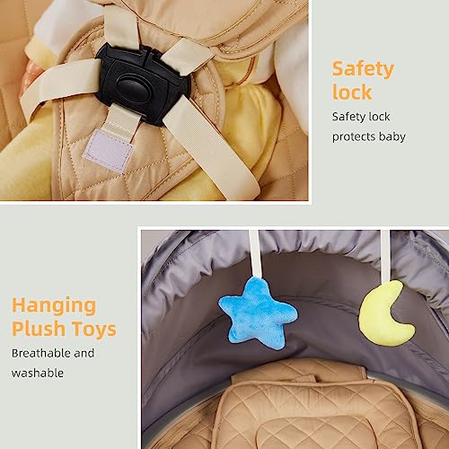 SKIEXOAD Baby Swings for Infants Electric Bouncer for Babies Baby Rocker with 5 Point Harness Belt,Adjustable backrest,5 Sway Speeds,3 time Settings,10 Music and Bluetooth,Aluminum