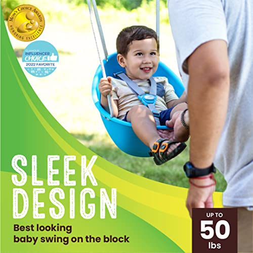 Swurfer Coconut - Your Child's First Swing with Blister Free Rope and 3-Point Safety Harness - Indoor and Outdoor - Swing for Babies and Toddlers - Ages 9 + Months - Up to 50 lbs
