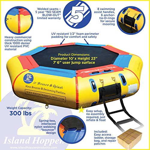 Island Hopper 10' Bounce N Splash Padded Water Bouncer