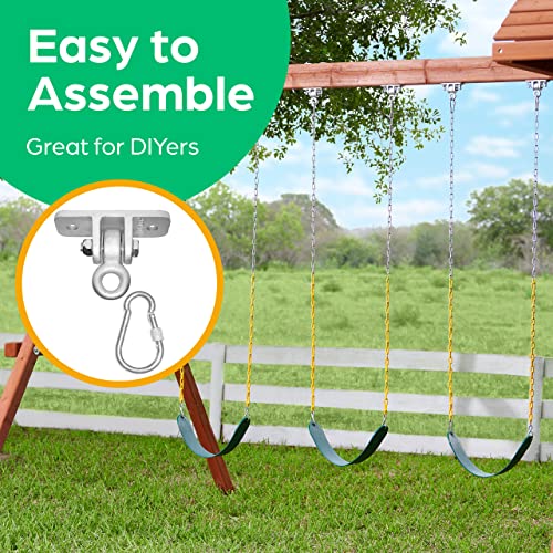Jungle Gym Kingdom Heavy Duty Swing Hangers Playground Porch Yoga Seat Trapeze Wooden Sets Indoor Outdoor | 2400 lb Capacity | Locking Snap Hooks (1 Set of 2)