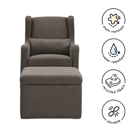 Carter's by Davinci Adrian Swivel Glider with Storage Ottoman in Charcoal Linen, Water Repellent and Stain Resistant Fabric, Greenguard Gold Certified