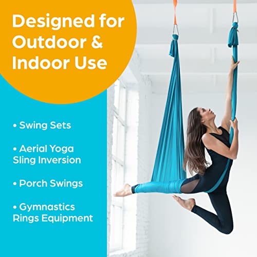 Jungle Gym Kingdom Heavy Duty Swing Hangers Playground Porch Yoga Seat Trapeze Wooden Sets Indoor Outdoor | 2400 lb Capacity | Locking Snap Hooks (1 Set of 2)