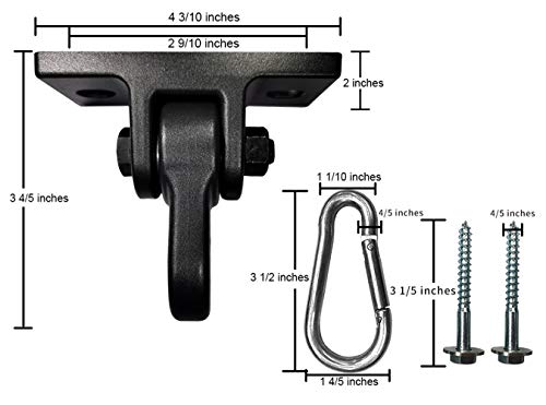 ABUSA Heavy Duty Black Swing Hangers Screws Bolts Included Over 5000 lb Capacity Playground Porch Yoga Seat Trapeze Wooden Sets Indoor Outdoor (4 Pack)
