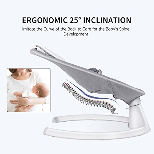 Bellababy Bluetooth Baby Swing for Infants, Compact & Portable, Intelligent Auto-Sensing, 5 Speed, 10 Lullabies, Remote Control, USB Plug-in Power, Indoor/Outdoor, 5-25 lb, 0-9 Months