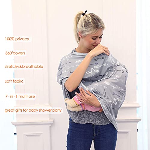 Breastfeeding Nursing Cover Carseat Canopy - Multi Use Car Seat Covers for Babies, Infant Stroller Cover, Nursing Scarf, Baby Shower Gifts for Boys and Girls