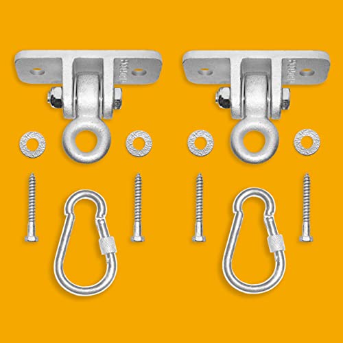 Jungle Gym Kingdom Heavy Duty Swing Hangers Playground Porch Yoga Seat Trapeze Wooden Sets Indoor Outdoor | 2400 lb Capacity | Locking Snap Hooks (1 Set of 2)