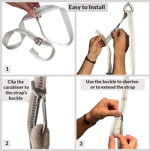 Bdecoru Hanging Hammock Chair Large Swing Chair | Sitting and Reclining Positions | 2-Layer Fabric for Extreme Durability | 2-Tone Beige and Gray Plus 2 Cushions and Side Pocket | Indoor/Outdoor Use