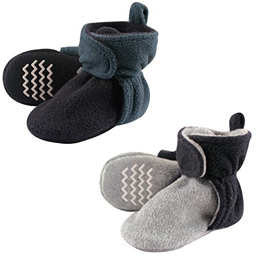 Hudson Baby Unisex Cozy Fleece Booties, Blue Gray, 18-24 Months