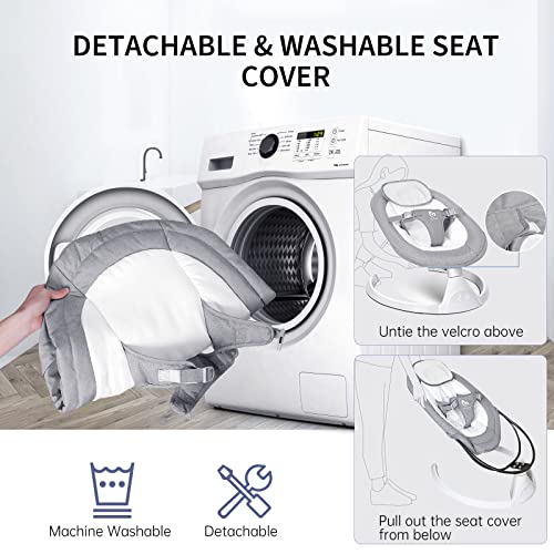 Bellababy Bluetooth Baby Swing for Infants, Compact & Portable, Intelligent Auto-Sensing, 5 Speed, 10 Lullabies, Remote Control, USB Plug-in Power, Indoor/Outdoor, 5-25 lb, 0-9 Months