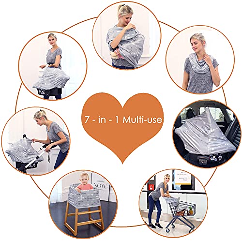 Breastfeeding Nursing Cover Carseat Canopy - Multi Use Car Seat Covers for Babies, Infant Stroller Cover, Nursing Scarf, Baby Shower Gifts for Boys and Girls