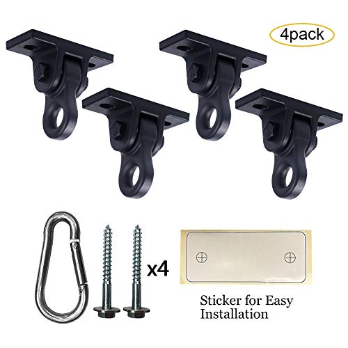 ABUSA Heavy Duty Black Swing Hangers Screws Bolts Included Over 5000 lb Capacity Playground Porch Yoga Seat Trapeze Wooden Sets Indoor Outdoor (4 Pack)