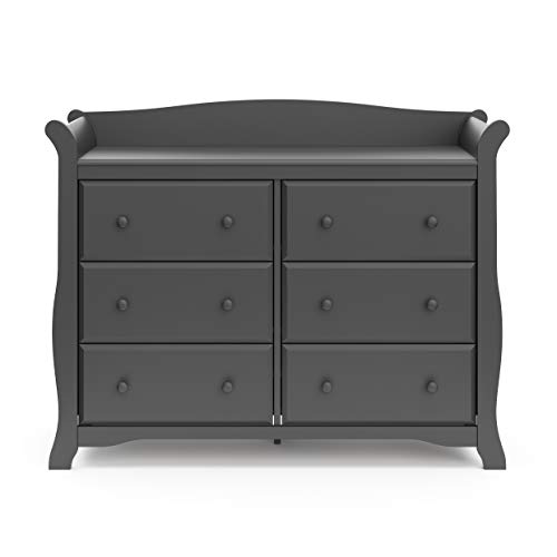Storkcraft Avalon 6 Drawer Universal Dresser, Gray, Kids Bedroom Dresser with 6 Drawers, Wood and Composite Construction, Ideal for Nursery Toddlers Room Kids Room