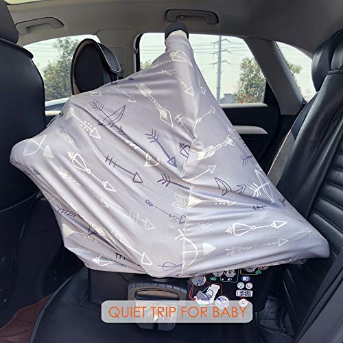 Breastfeeding Nursing Cover Carseat Canopy - Multi Use Car Seat Covers for Babies, Infant Stroller Cover, Nursing Scarf, Baby Shower Gifts for Boys and Girls