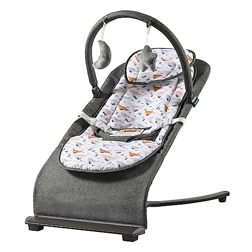Baby Bouncer CR012-1-Grey Baby Bouncer, Portable Bouncer for Baby,Baby Bouncers for Infants with 3-Point Harness 0-6 Months Grey