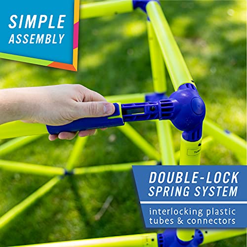 Eezy Peezy Monkey Bars Climbing Tower - Active Outdoor Fun for Kids Ages 3 to 8 Years Old, Green/Blue