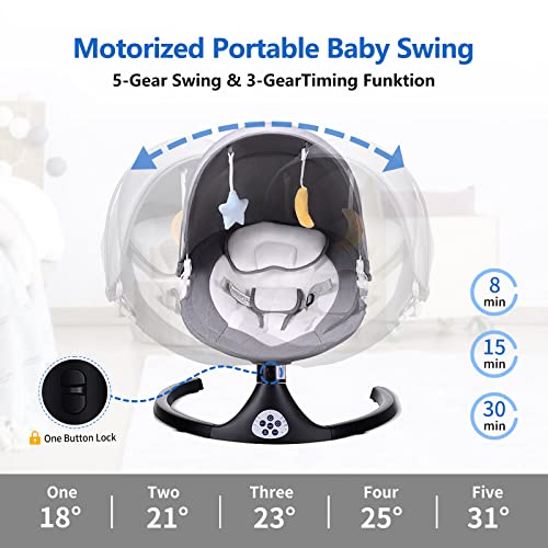 Electric Bluetooth Baby Swing with Timer and Lullabies