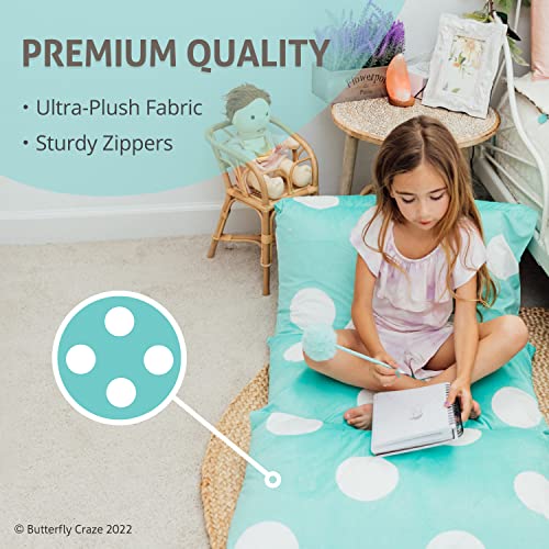 Butterfly Craze Girl's Floor Lounger Seats Cover and Pillow Cover Made of Super Soft, Luxurious Premium Plush Fabric - Perfect Reading and Watching TV Cushion - Great for SLEEPOVERS Slumber Parties