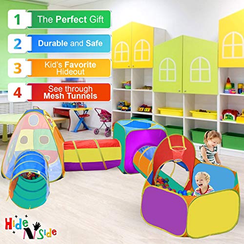 Gift for Toddler Boys & Girls, Ball Pit, Play Tent and Tunnels for Kids, Best Birthday Gift for 1 2 3 4 5 Year old Pop Up Baby Play Toy, Target Game w/ 4 Darts Indoor & Outdoor, Pit Balls Not Included