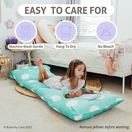 Butterfly Craze Girl's Floor Lounger Seats Cover and Pillow Cover Made of Super Soft, Luxurious Premium Plush Fabric - Perfect Reading and Watching TV Cushion - Great for SLEEPOVERS Slumber Parties