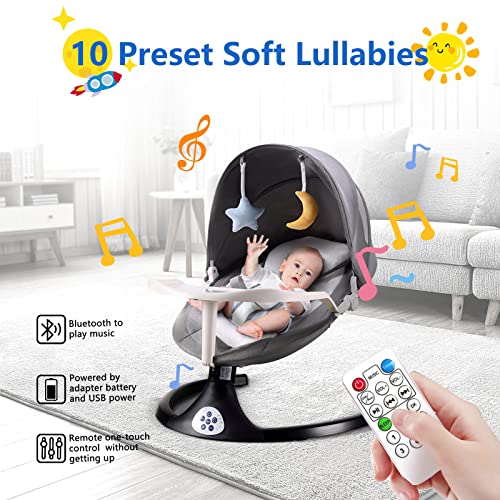 Electric Bluetooth Baby Swing with Timer and Lullabies
