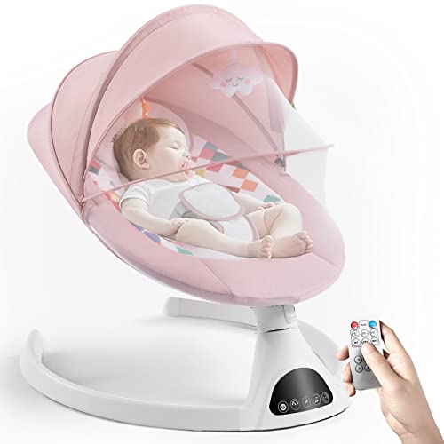 Portable Bluetooth Baby Swing with Music Speaker, Pink